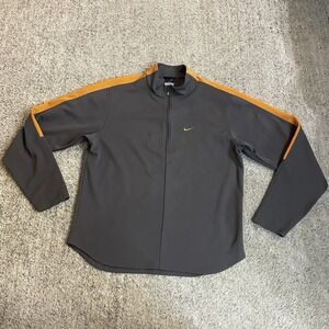 VTG Nike dri fit Men's MEDIUM waffle knit 1/4 zip Sweater gray orange